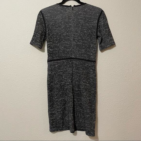 Tibi Grey & Black Short Sleeve Dark Academia Sheath Dress Womens 0 Mini Classy - Picture 7 of 10